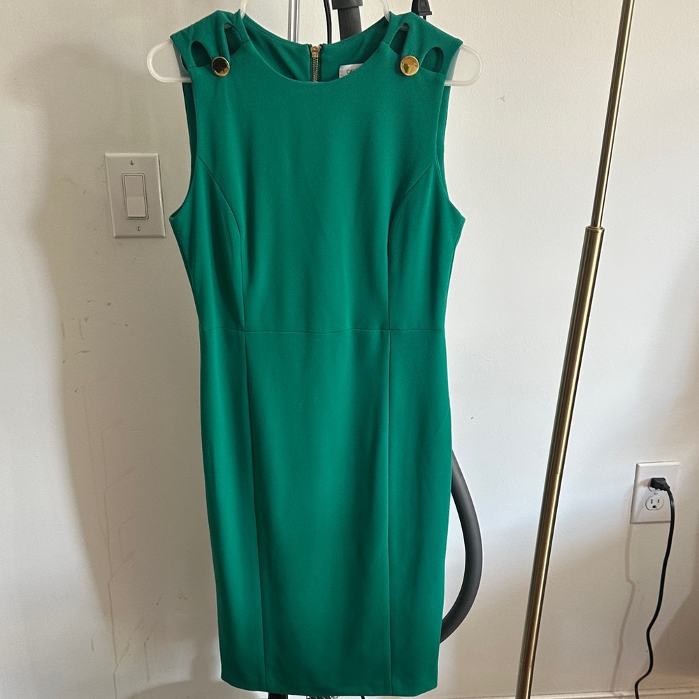 Calvin Klein Emerald Mini Dress with Gold Buttons